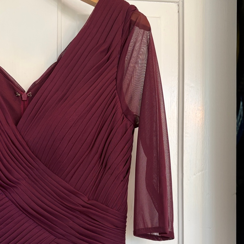 Christina Wu Eggplant 3/4 Sleeve V-Neck Evening Gown Style 17061 Size 8 - Picture 6 of 9